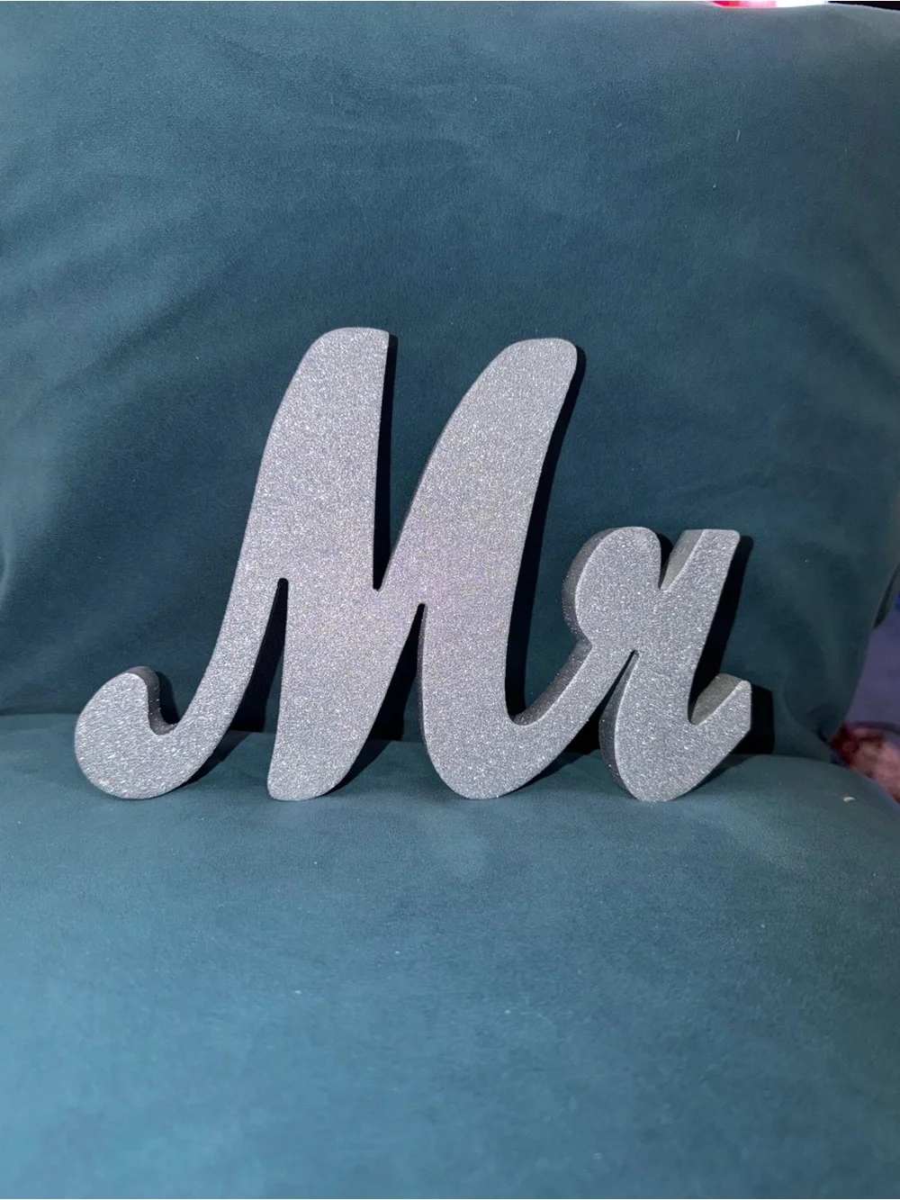 Silver Glitter 'Mr & Mrs' Wedding Sign Set